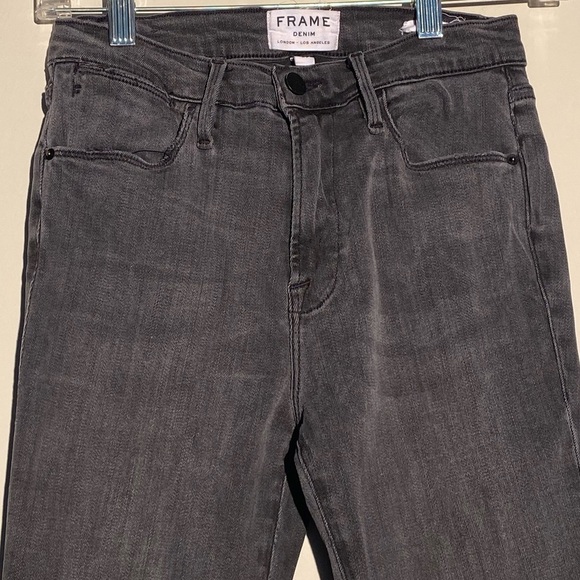 FRAME Le High Skinny Denim Jeans in Streep Charcoal Gray, 27 - Picture 3 of 16